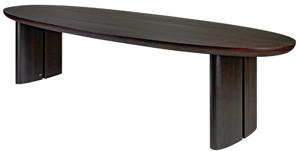 Luxury Eucalyptus Veneer Dining Table Dark Brown - Various Sizes - Oval Kitchen Table - Solid Wood Dining Room Table - Luxury Dining Room Furniture