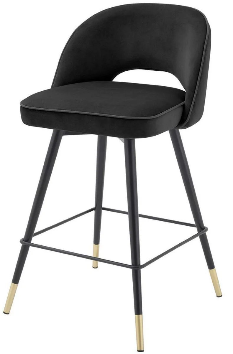 Luxury bar chair set black / brass 51 x 52 x H. 92.5 cm - Bar chairs with swivel seat and elegant velvet fabric - Luxury bar furniture
