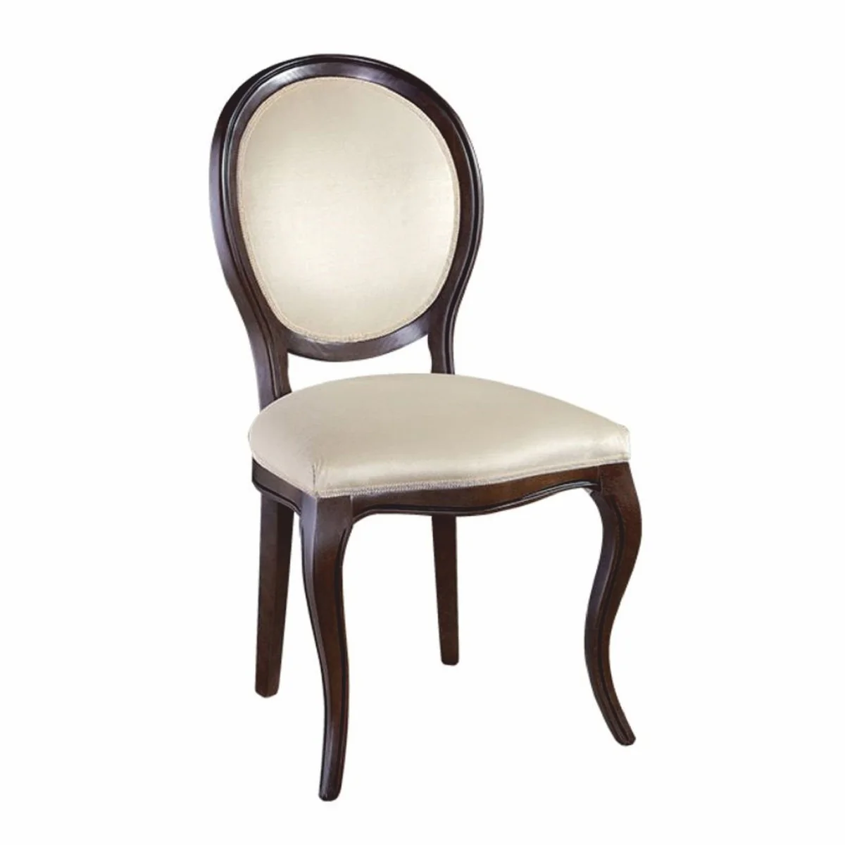 Luxury Baroque Dining Room Chair Set of 4 Cream / Dark Brown - Baroque Style Furniture