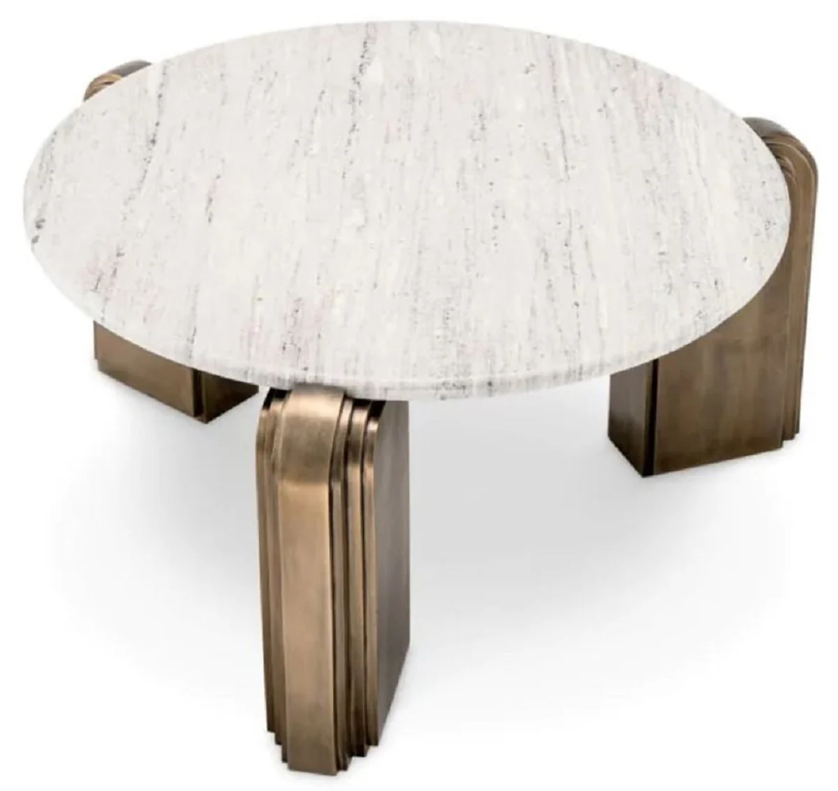Luxury coffee table beige / antique brass Ø 99 x H. 46 cm