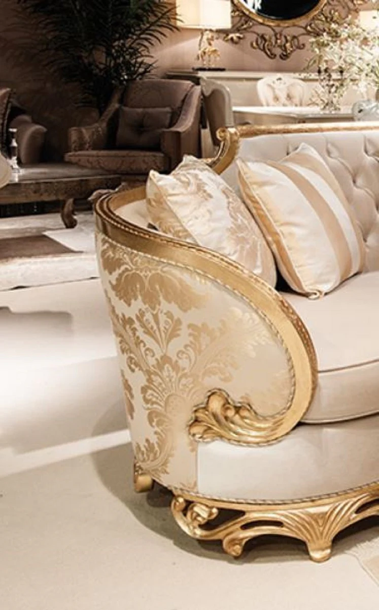 Luxury Baroque Sofa Beige / Gold - Magnificent Living Room Sofa - Baroque Style Living Room Furniture - Luxury Furniture in Baroque Style - Baroque Furnishings - Noble & Magnificent