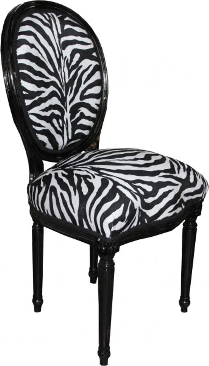 Baroque Dining Chair Medallion Zebra Pattern / Black - Baroque Furniture - Limited Edition