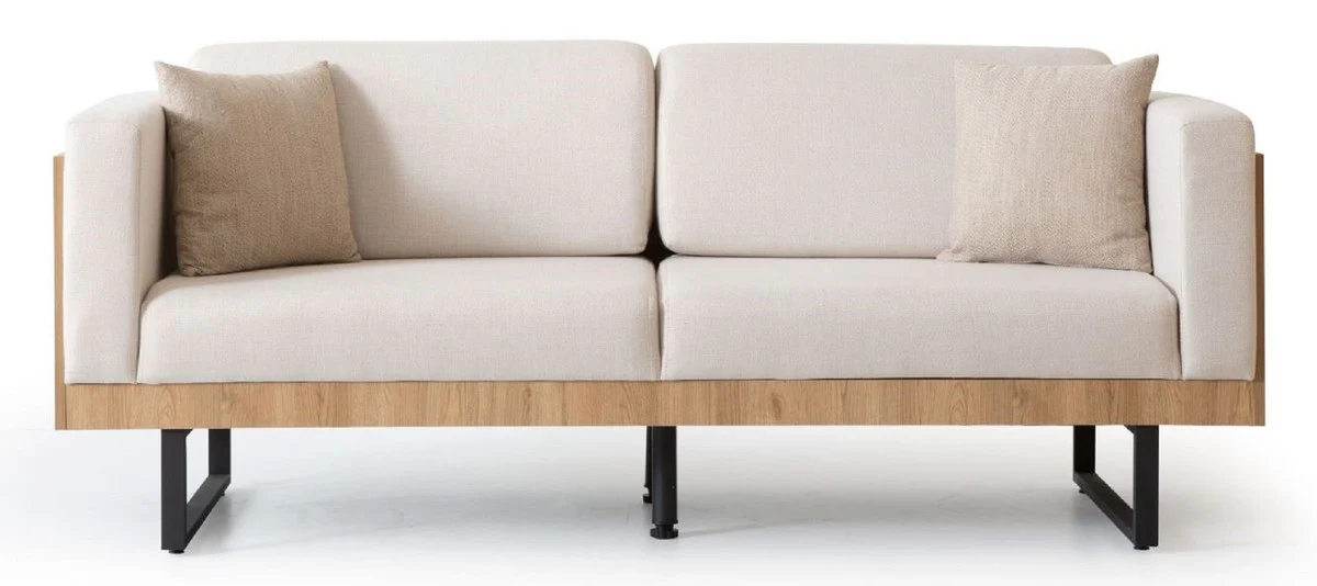 Luxury 3-seater sofa cream / brown / black 200 x 80 x H. 80 cm - living room sofa - living room furniture - luxury furniture - living room furnishings - luxury furnishings