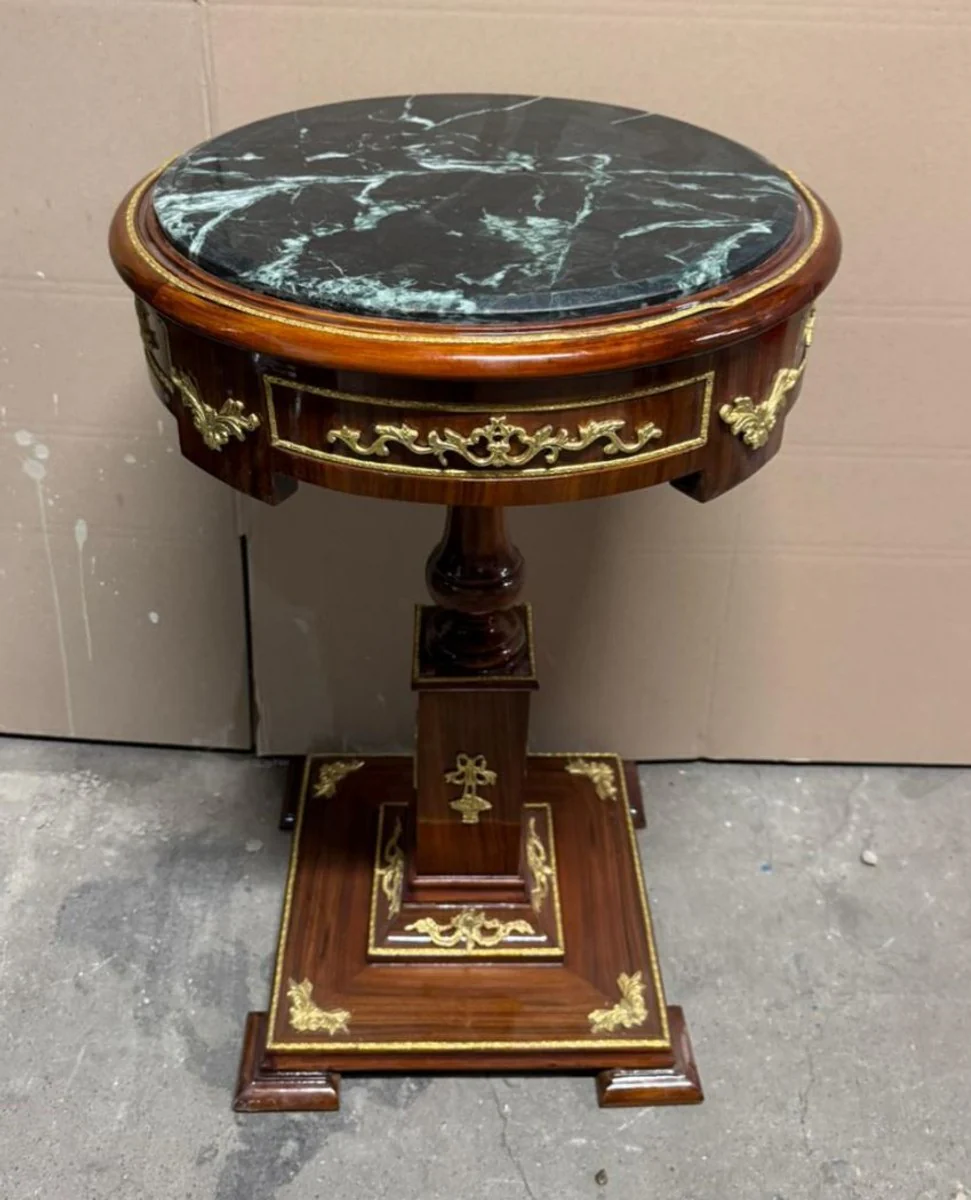 Baroque side table with marble top brown / gold / black H. 84 cm