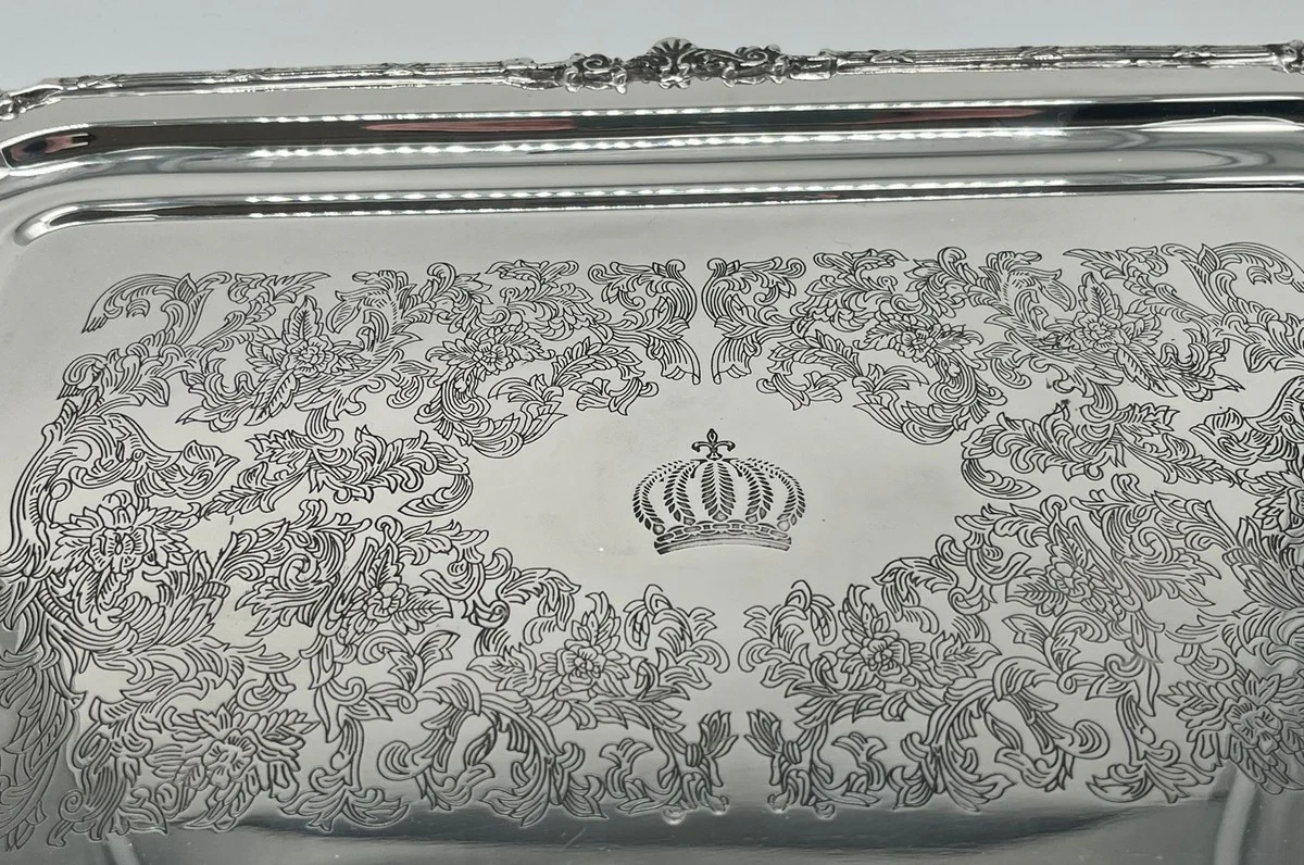 Pompöös by Luxury Baroque Serving Tray Crown Silver 52 cm - designed by Harald Glööckler