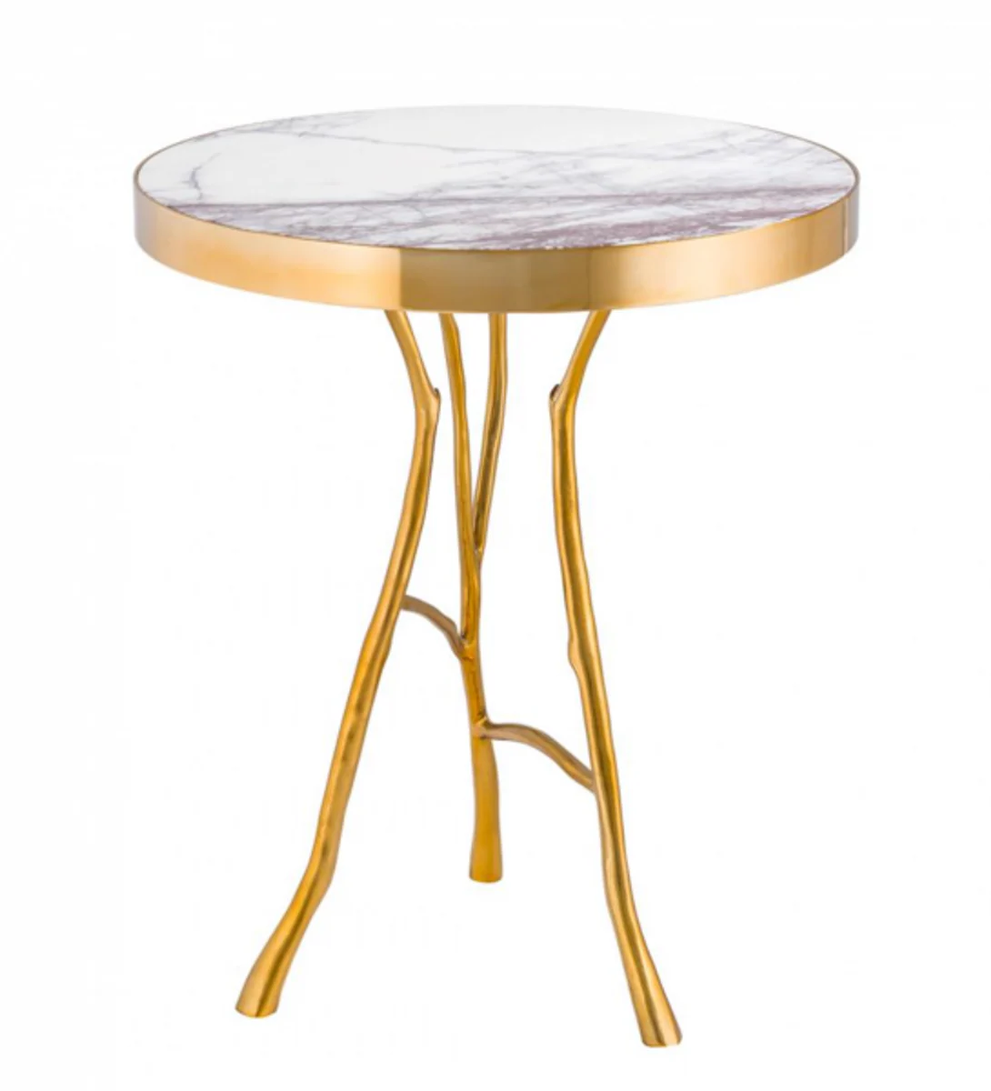 Luxury Art Deco designer side table gold with white marble 50 x H 58 cm - luxury hotel table