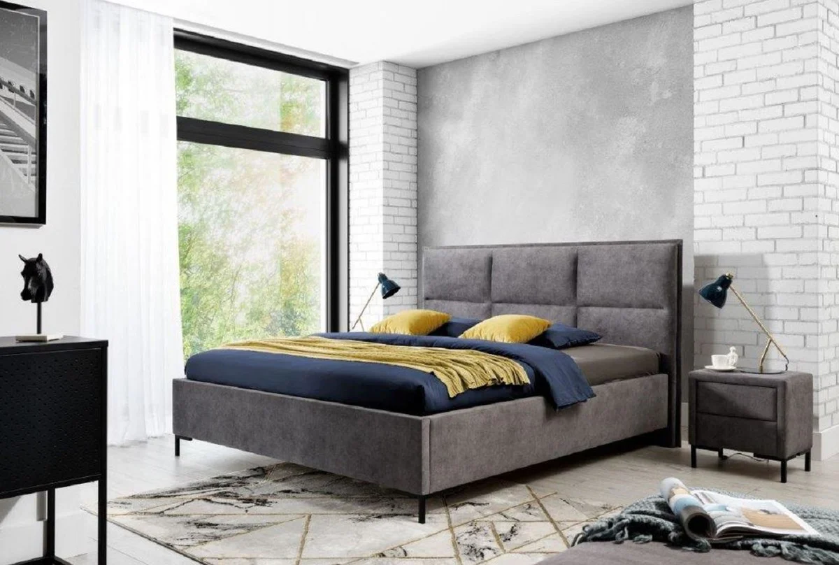 Luxury double bed gray / black - Various sizes - Modern solid wood bed with headboard - Modern bedroom furniture - Luxury collection