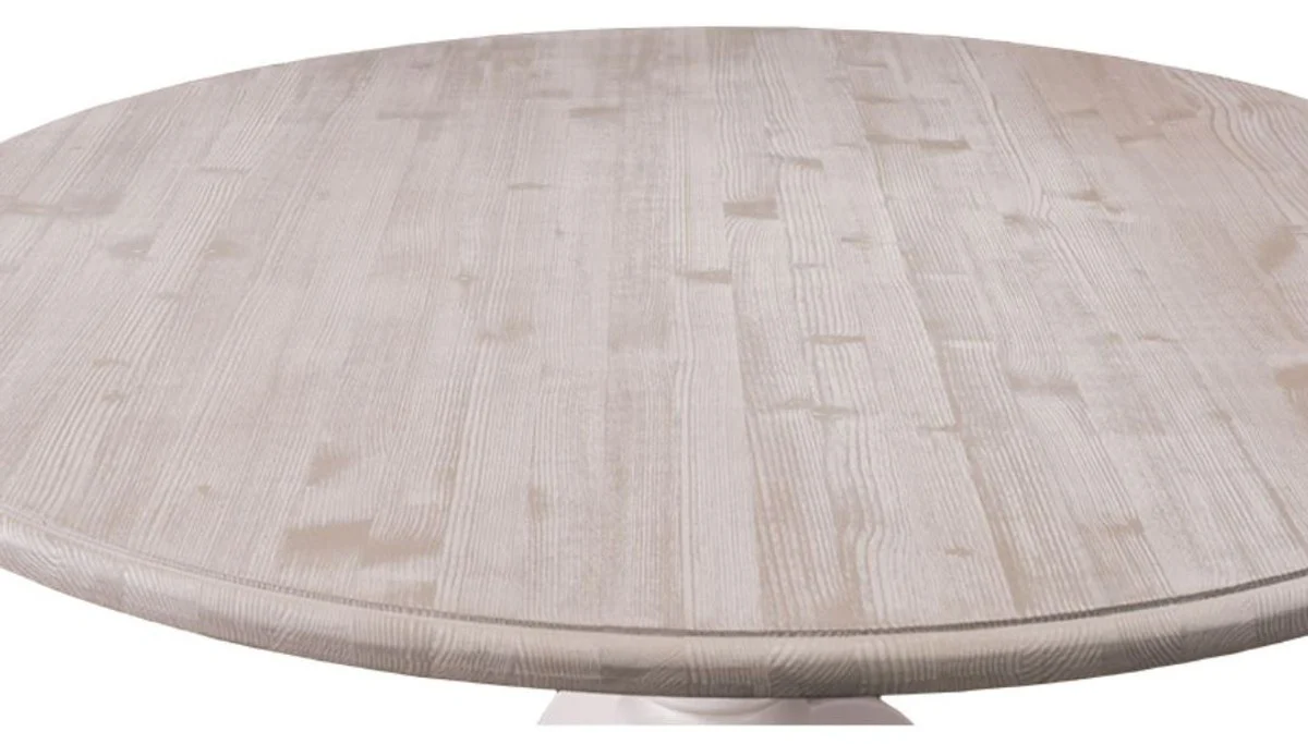 Country house style dining table natural colors / white Ø 130 x H. 78 cm - dining room furniture in country house style