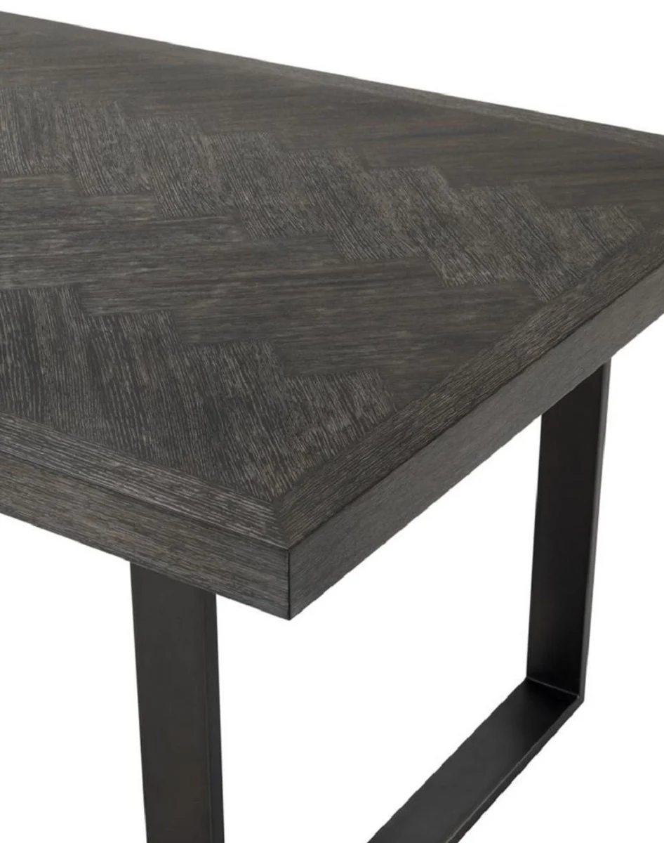 Luxury dining table with oak veneer table top black / bronze 230 x 100 x H. 75.5 cm - luxury dining room furniture
