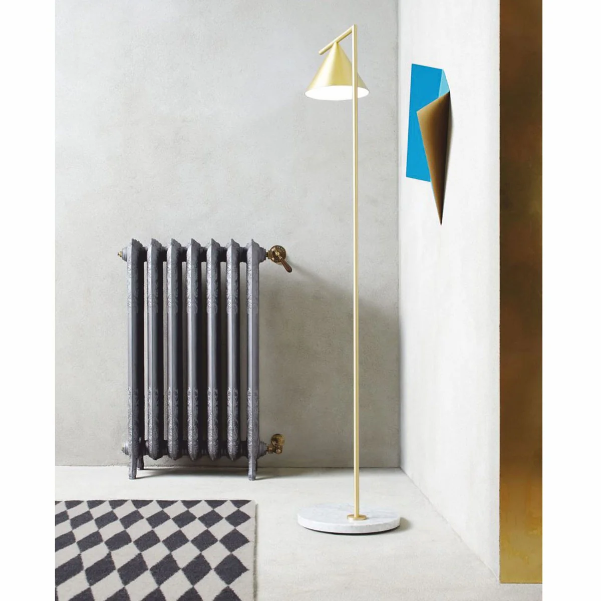 Luxury baroque radiator dark gray / antique brass 60.5 x H. 76 cm - Made in Italy