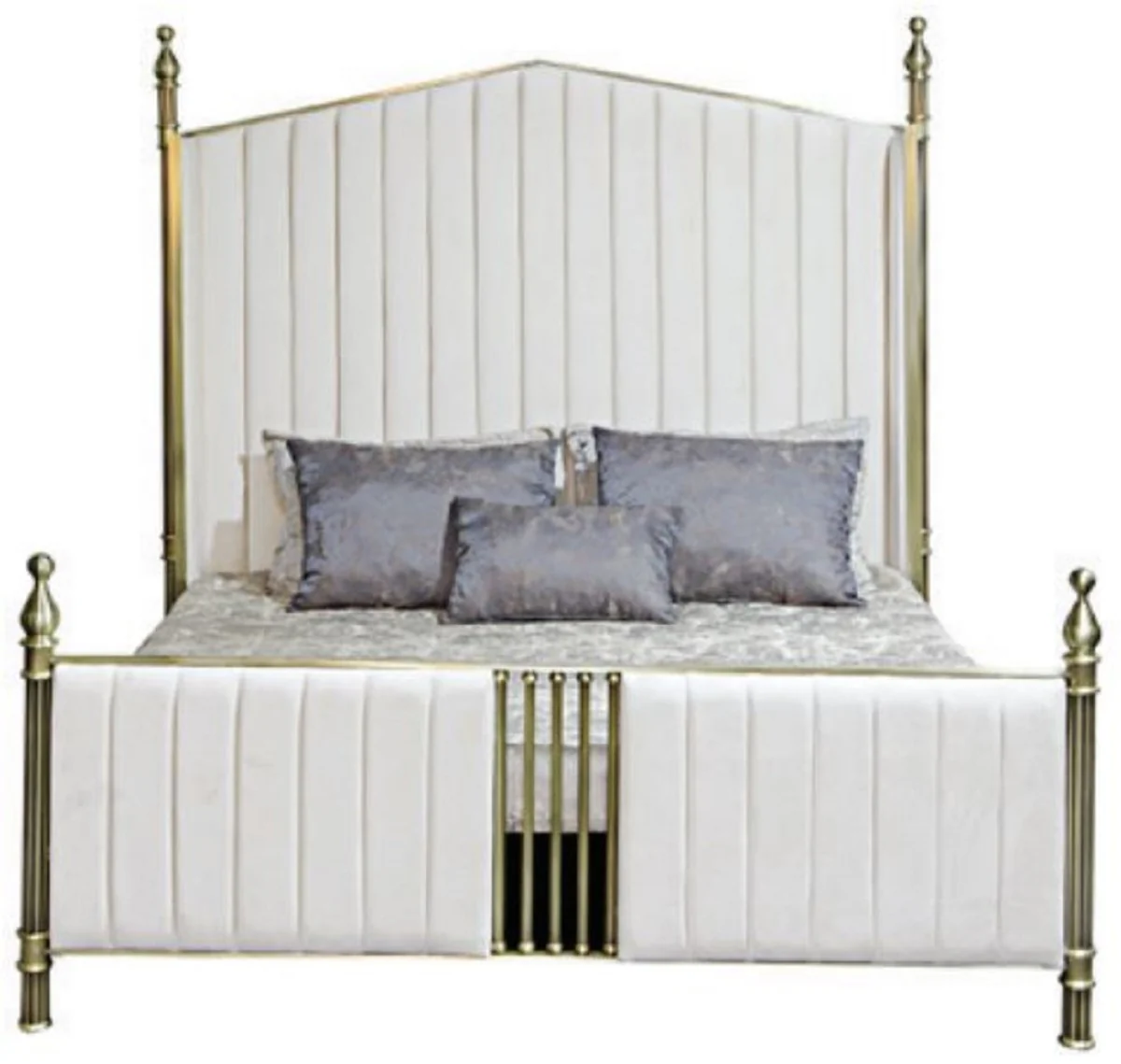 Luxury double bed white / matt gold - noble solid wood bed - bedroom furniture - hotel furniture - luxury furniture - luxury furnishings