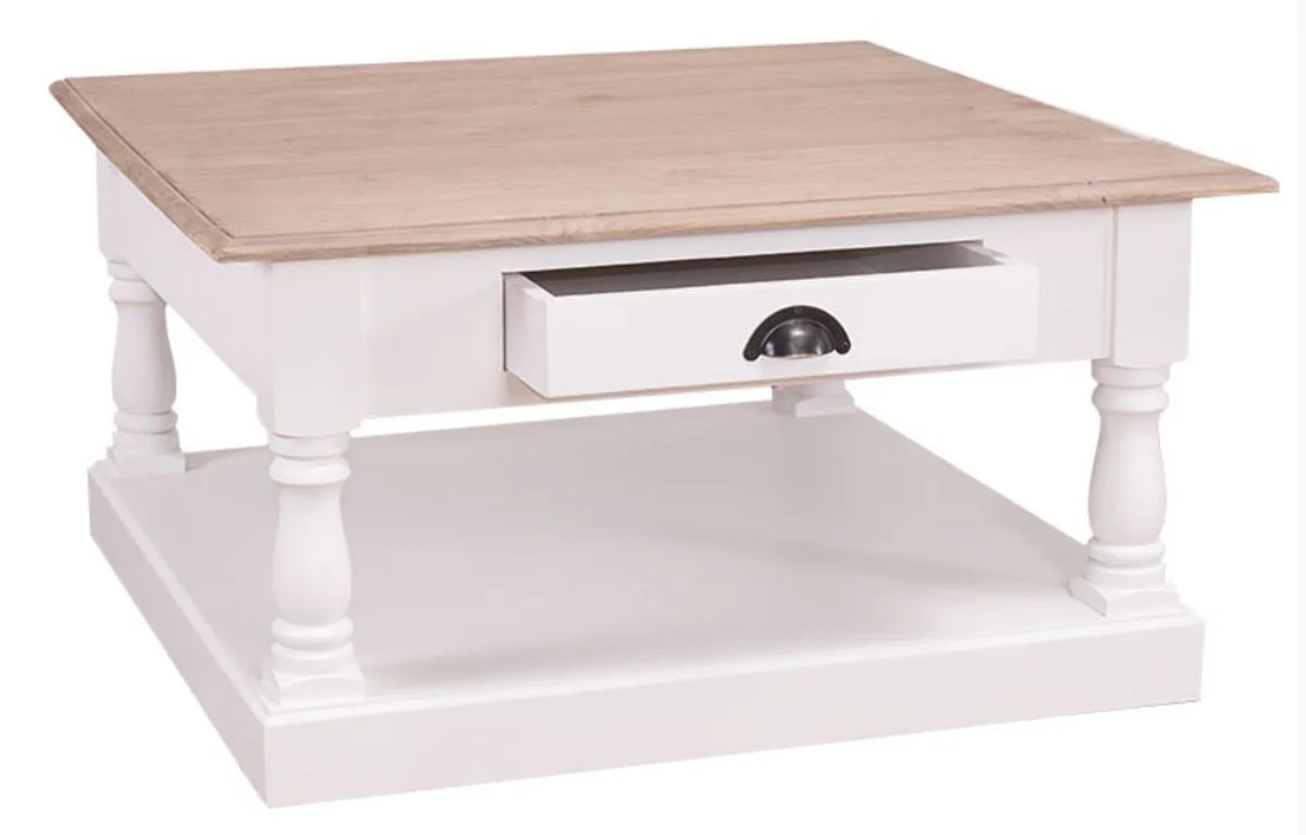 Country house style coffee table with drawer 90 x 90 x H. 47 cm - country house style furniture
