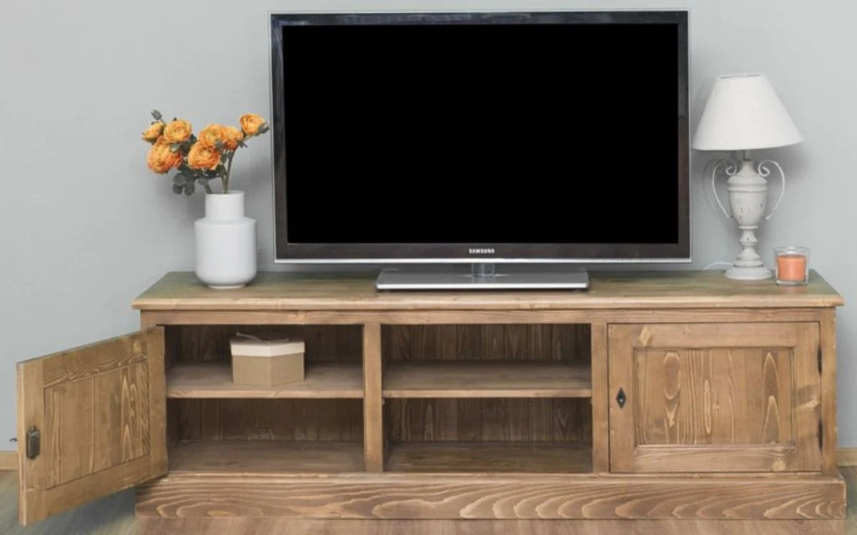 Country house style sideboard with 2 doors brown 180 x 46 x H. 56 cm - solid wood TV cabinet - living room cabinet - furniture in country house style