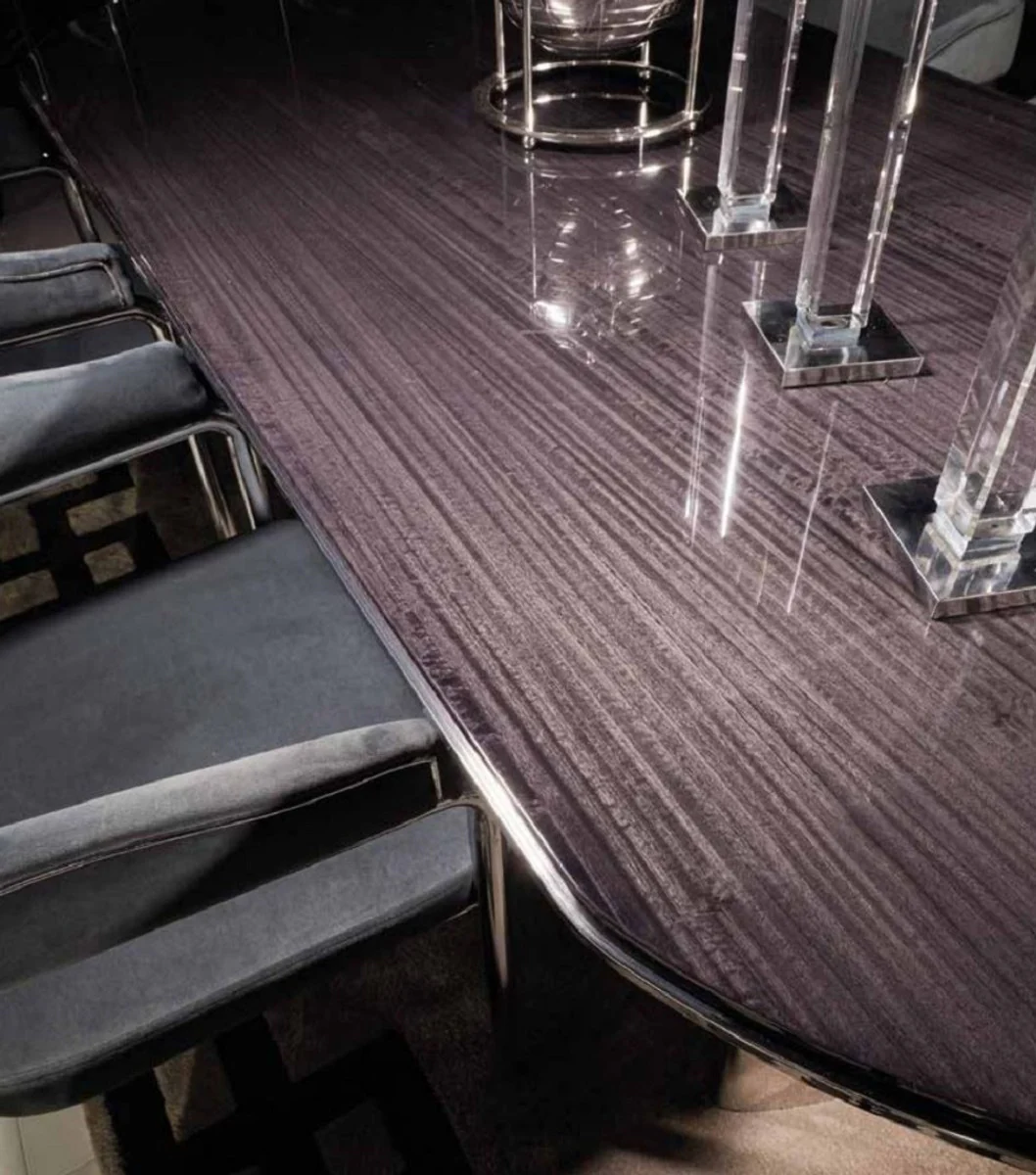 Luxury dining room chair set with armrests gray / silver 56 x 52 x H. 71 cm - kitchen chairs set of 6 - dining room furniture - restaurant furniture - luxury furniture - luxury furnishings