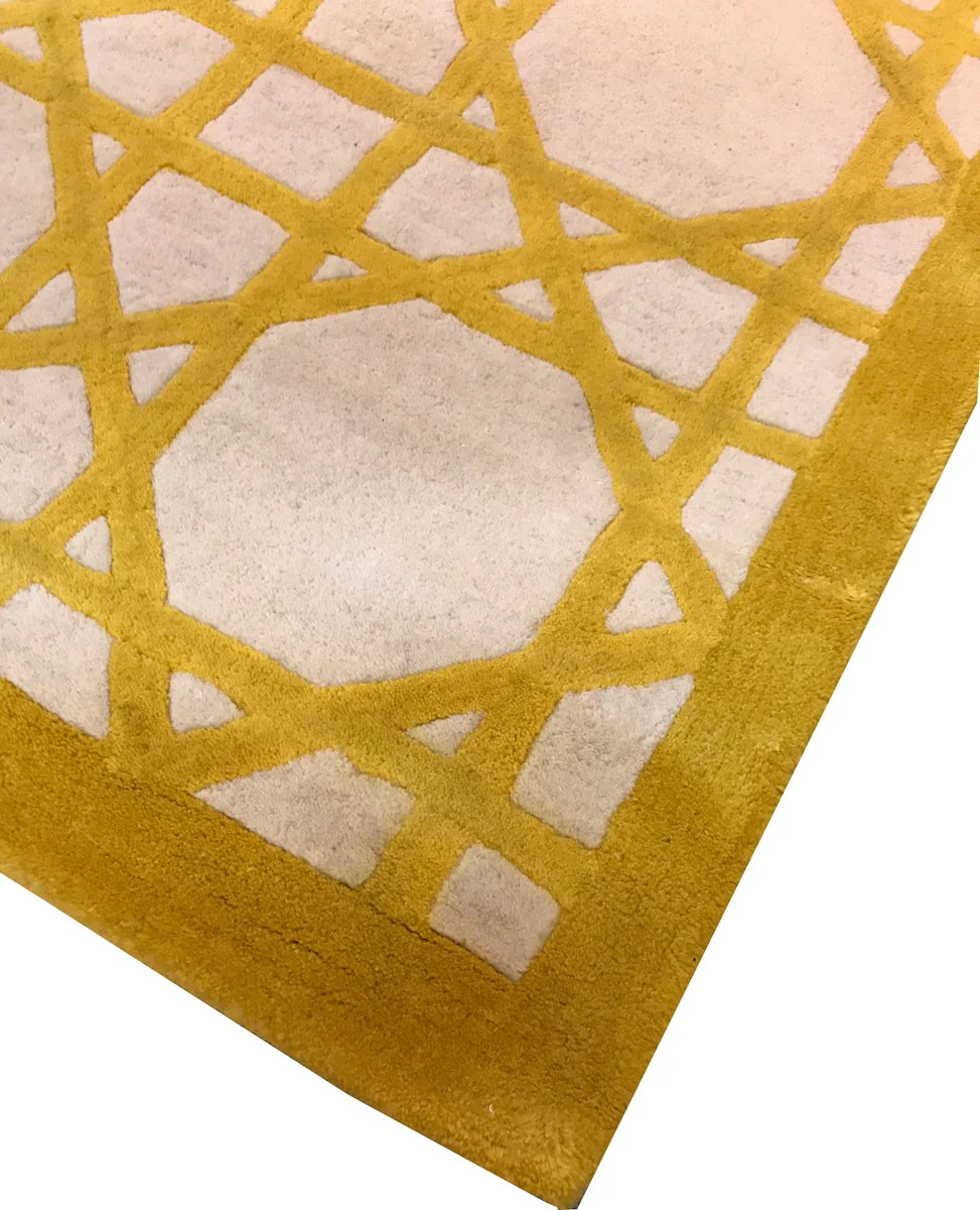 Luxury carpet from New Zealand wool yellow / cream 170 x 240 cm - hand-tufted living room carpet