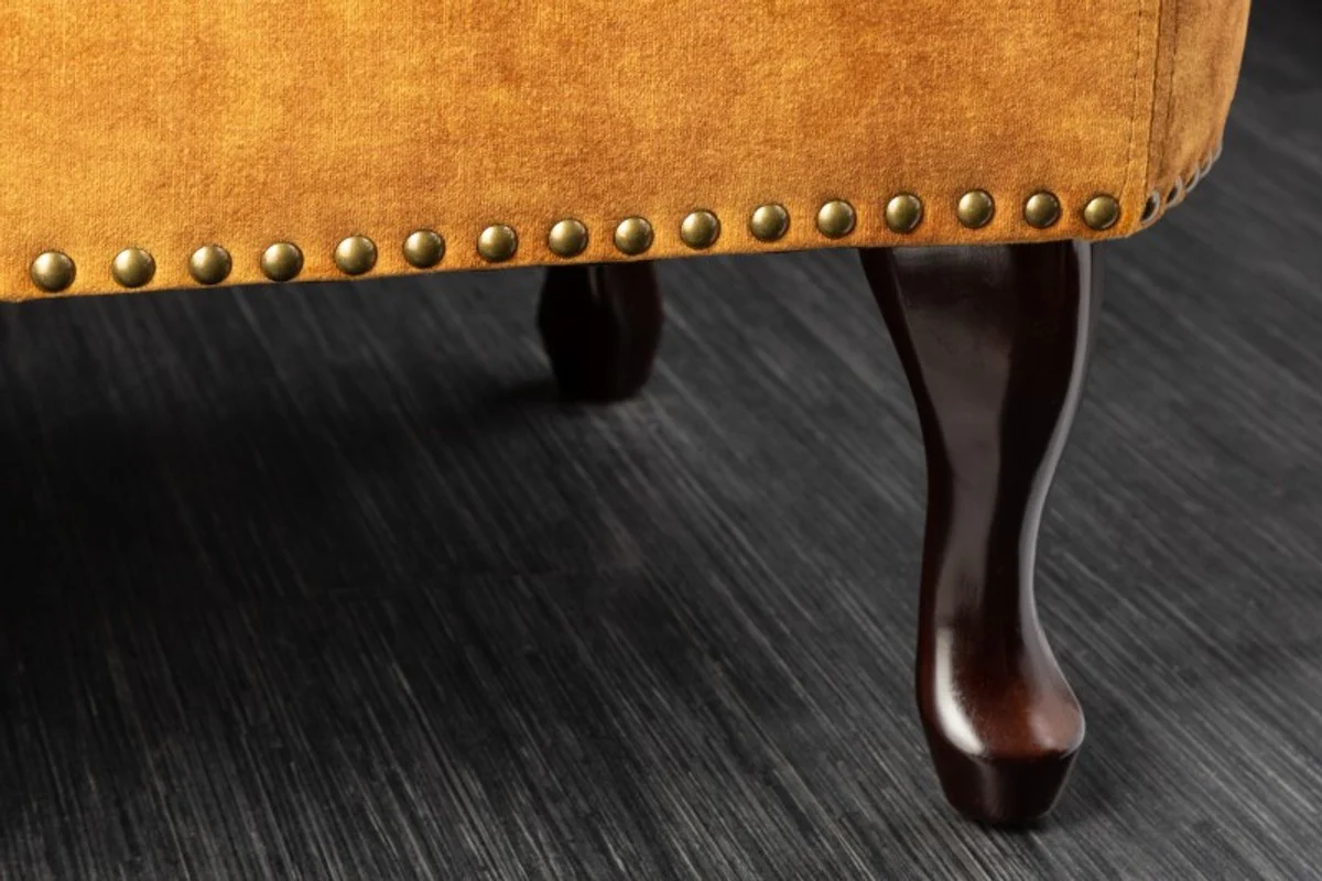 Chesterfield chaise longue velvet mustard yellow / dark brown from Casa Padrino