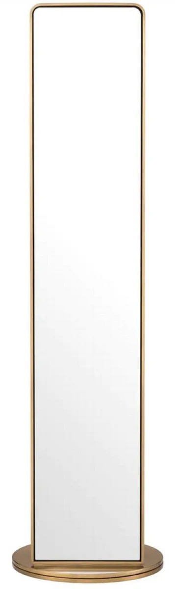 Luxury standing mirror with coat stand brass Ø 55.5 x H. 201 cm - Freestanding rotating mirror with coat stand - Luxury wardrobe furniture - Luxury quality