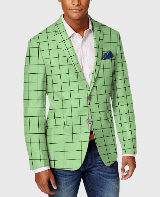 OK Casual Plaid Print Notch Lapel Two Button Blazer