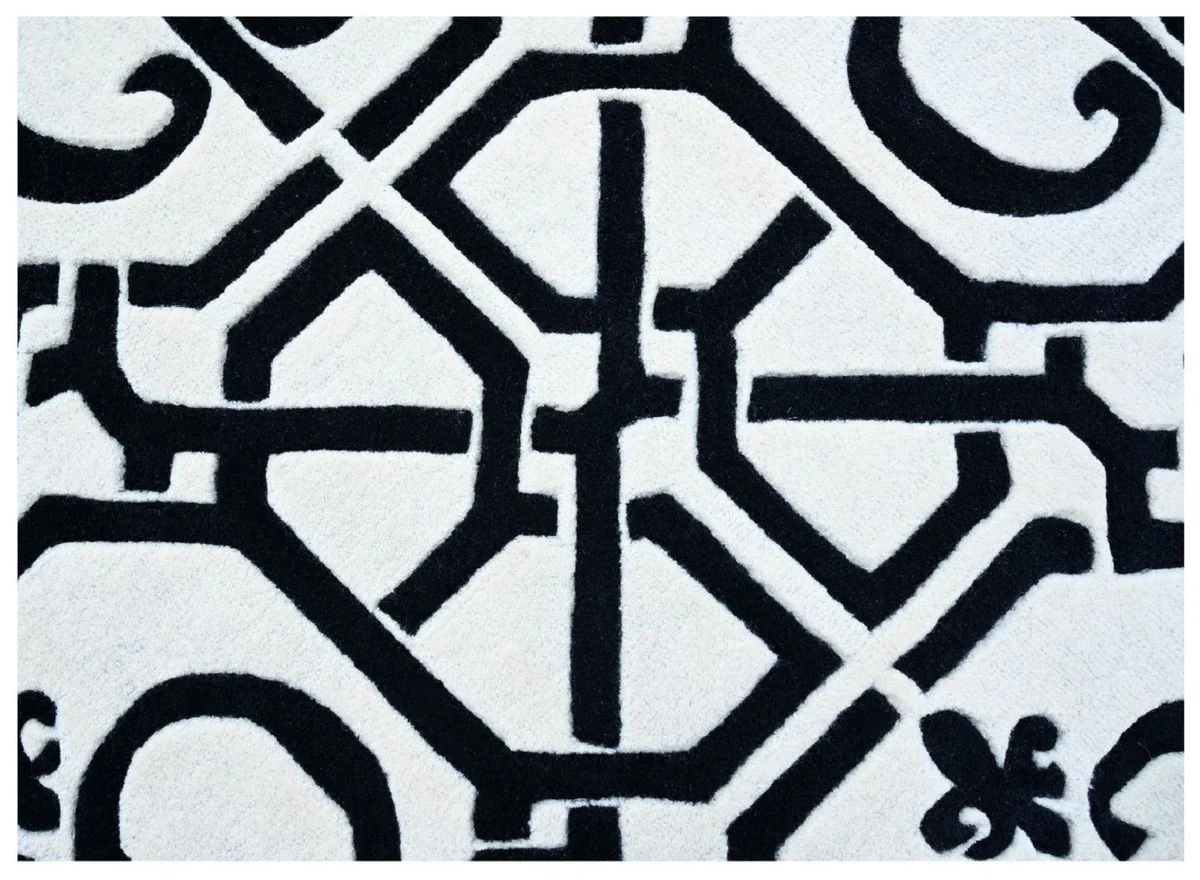 Luxury Baroque carpet white / black 200 x 300 cm - Baroque Interior