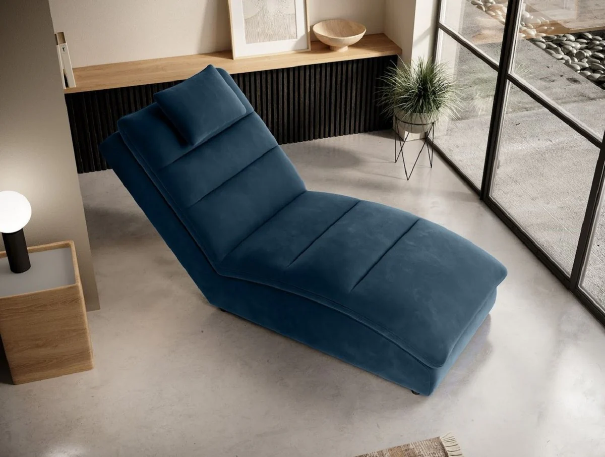 Luxury chaise longue with pillows blue 85 x 170 x H. 92 cm - living room lounger - lounger - lounger - living room furniture - luxury furniture