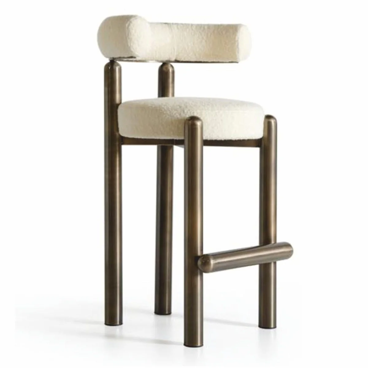 Luxury stainless steel bar chair cream / bronze H. 103 cm - luxury bar furniture