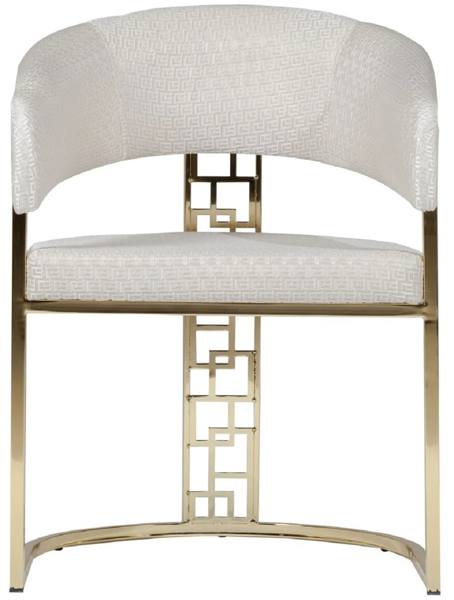 Luxury dining room chair set of 6 with armrests white / gold H. 83 cm