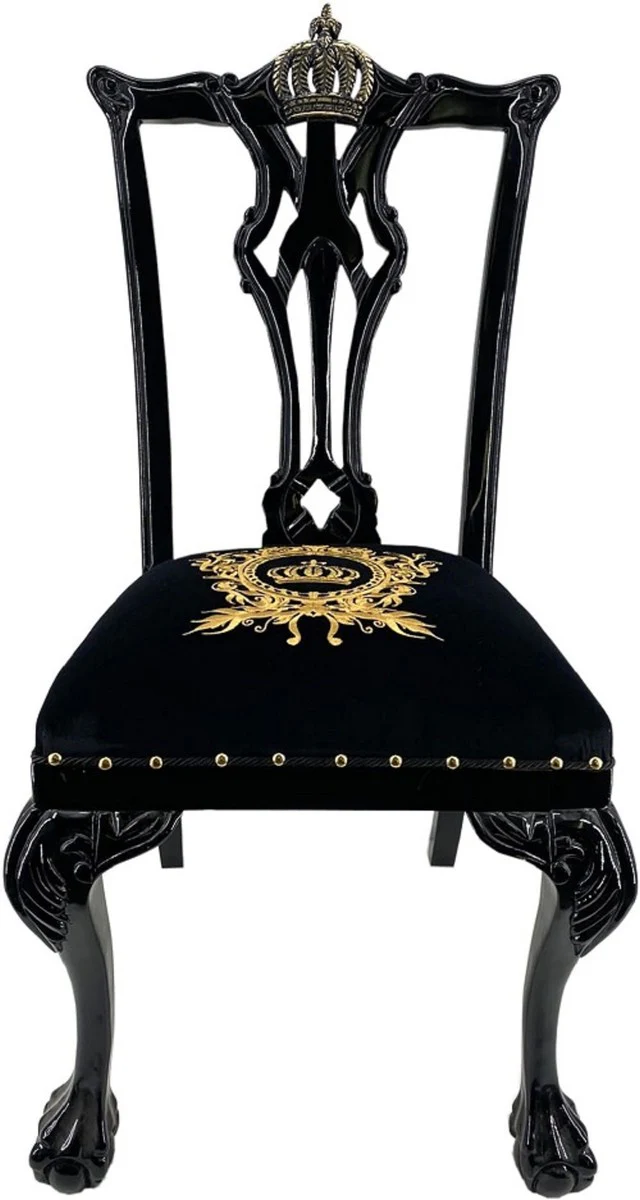 Pompöös by Luxury Baroque Dining Room Chairs Black / Gold - Pompöös Baroque Chairs designed by Harald Glööckler - 6 Dining Room Chairs - Baroque Dining Room Furniture