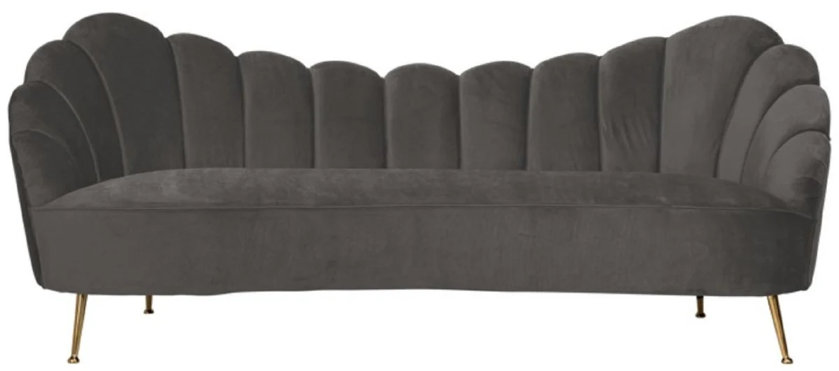 Luxury velvet sofa gray / gold 230 x 94 x H. 90 cm - Living room sofa with elegant velvet fabric - Living room furniture - Luxury furniture - Living room furnishings - Luxury furnishings