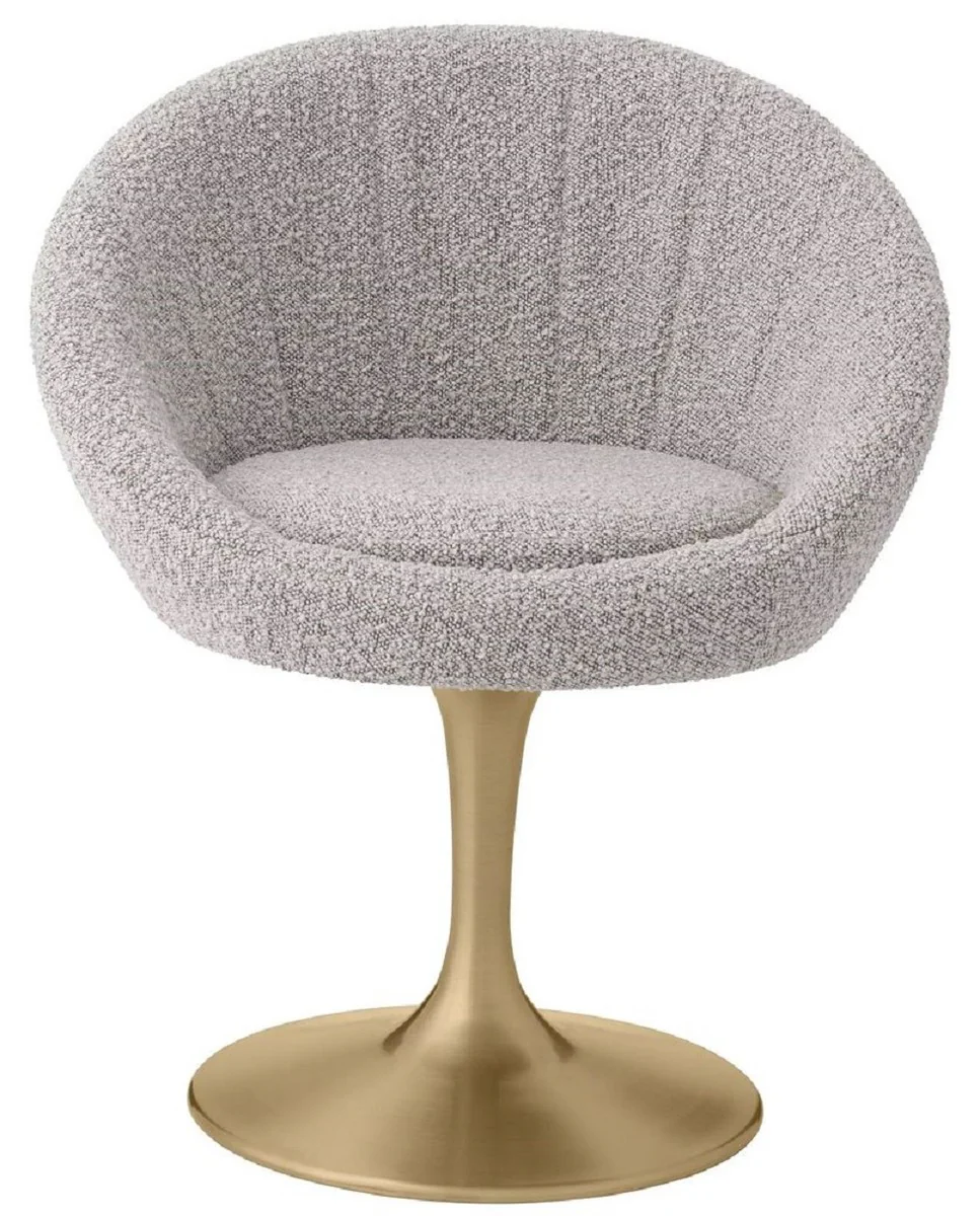 Luxury dining room chair gray / brass 67 x 57 x H. 78.5 cm - swivel chair in 60s design - dining room furniture - luxury furniture - luxury furnishings - dining room furnishings