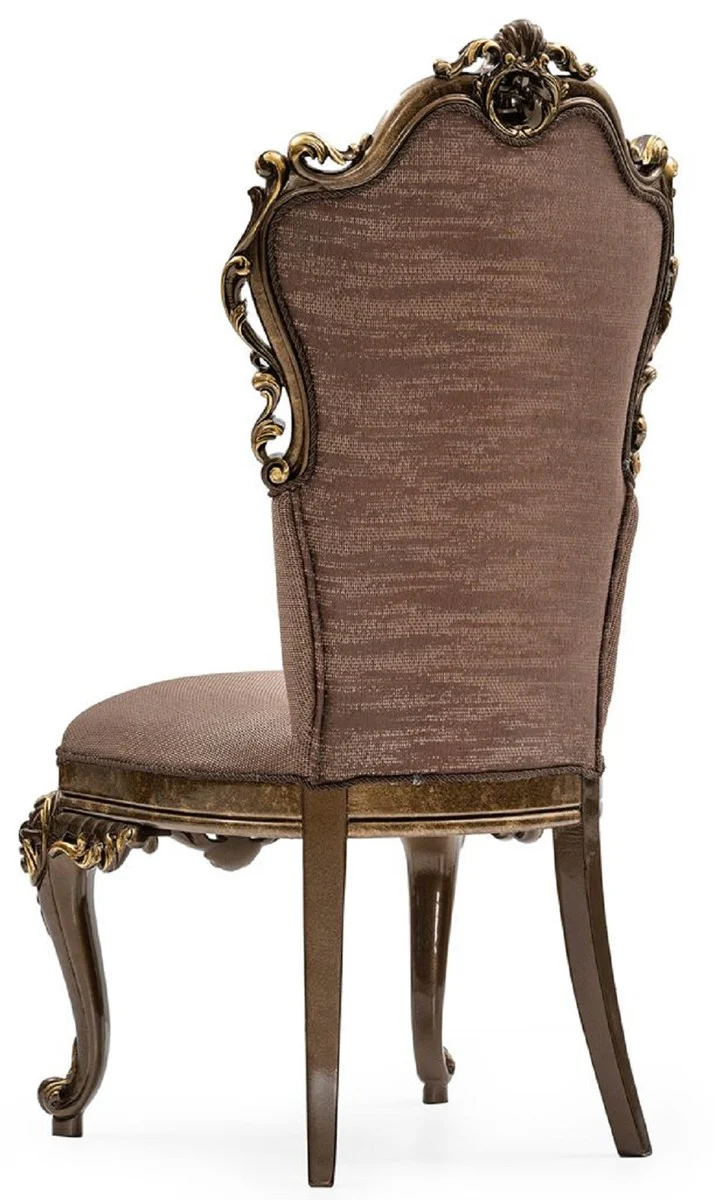Luxury Baroque Dining Room Chair Gray / Brown / Gold - Magnificent Baroque Style Kitchen Chair - Luxury Dining Room Furniture in Baroque Style - Baroque Furniture - Noble & Magnificent
