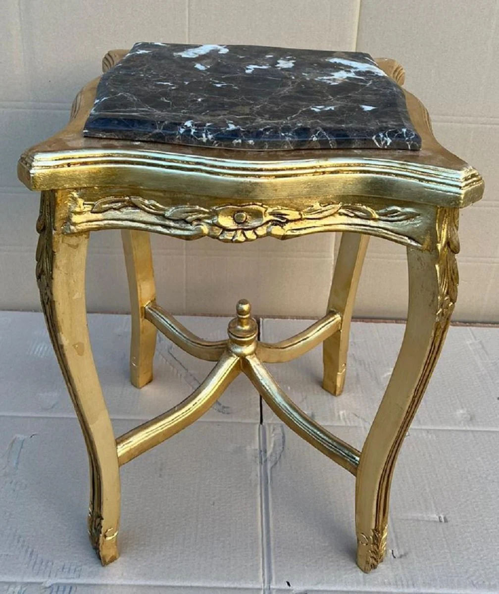 Baroque side table gold / black - antique style solid wood table with marble top - antique style furniture - baroque furniture