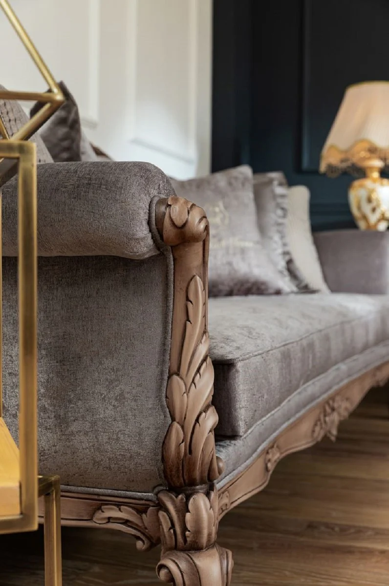 Luxury Baroque Sofa Gray / Brown - Handmade Living Room Sofa in Baroque Style - Baroque Living Room Furniture