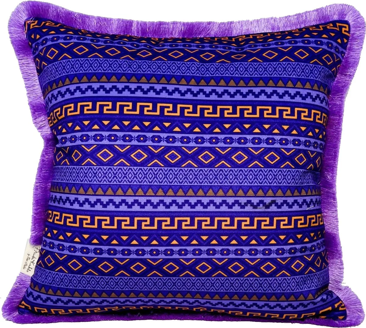Frida Kahlo by Luxury Decorative Cushion with Rhinestones Black / Colorful / Purple