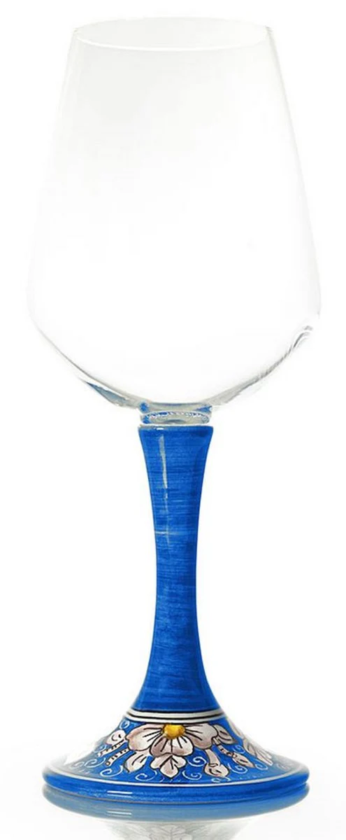 Luxury wine glass set of 6 blue / multicolored H. 23.5 cm - Handmade & hand-painted wine glasses - Hotel & Restaurant Accessories - Luxury quality - Made in Italy