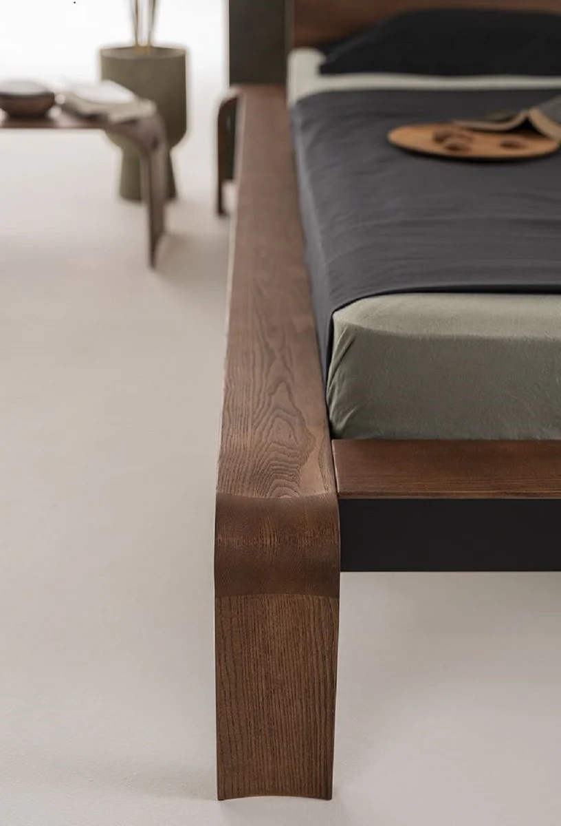 Luxury solid wood double bed dark brown - various sizes