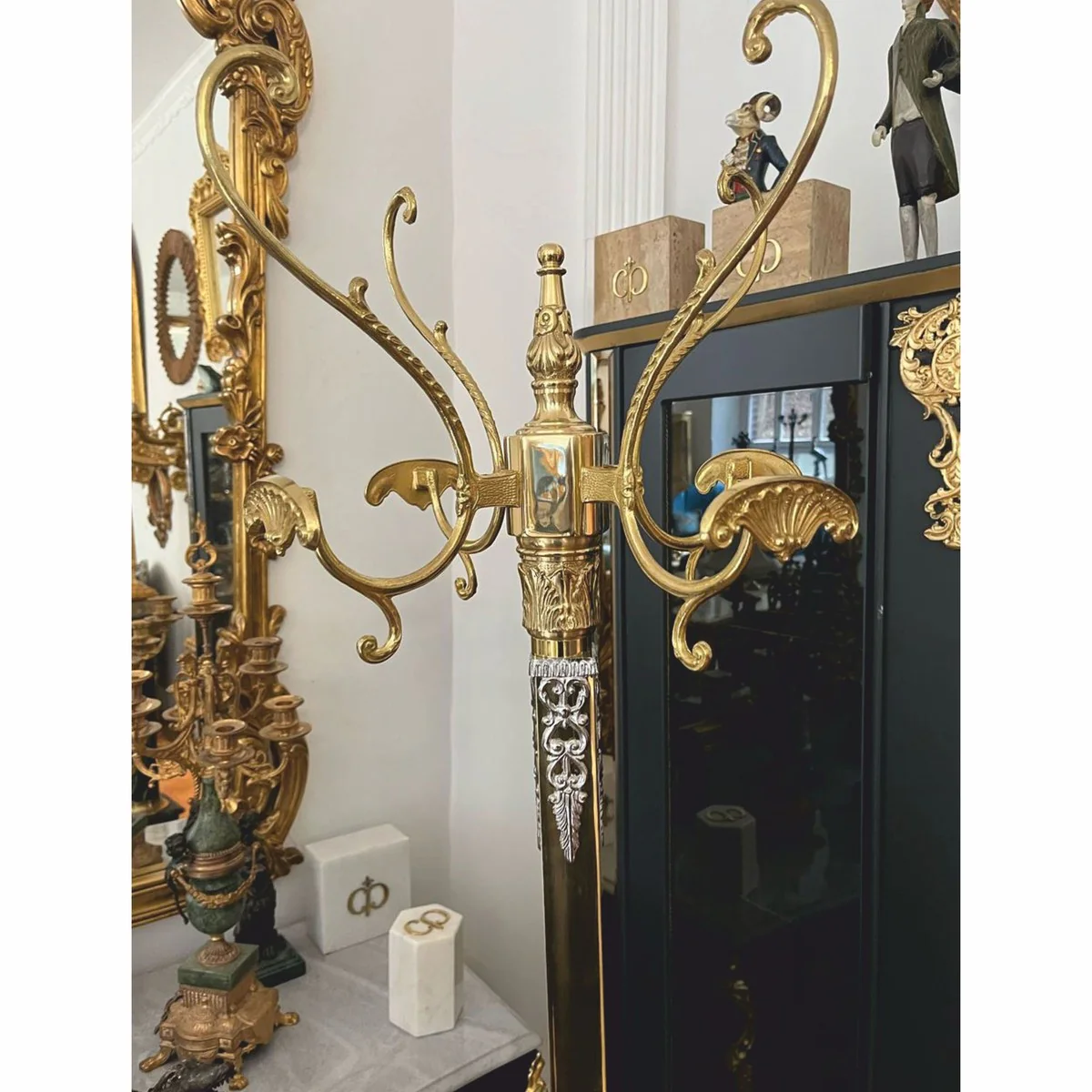 Luxury Baroque coat stand gold / silver H. 180 cm - Made in Italy