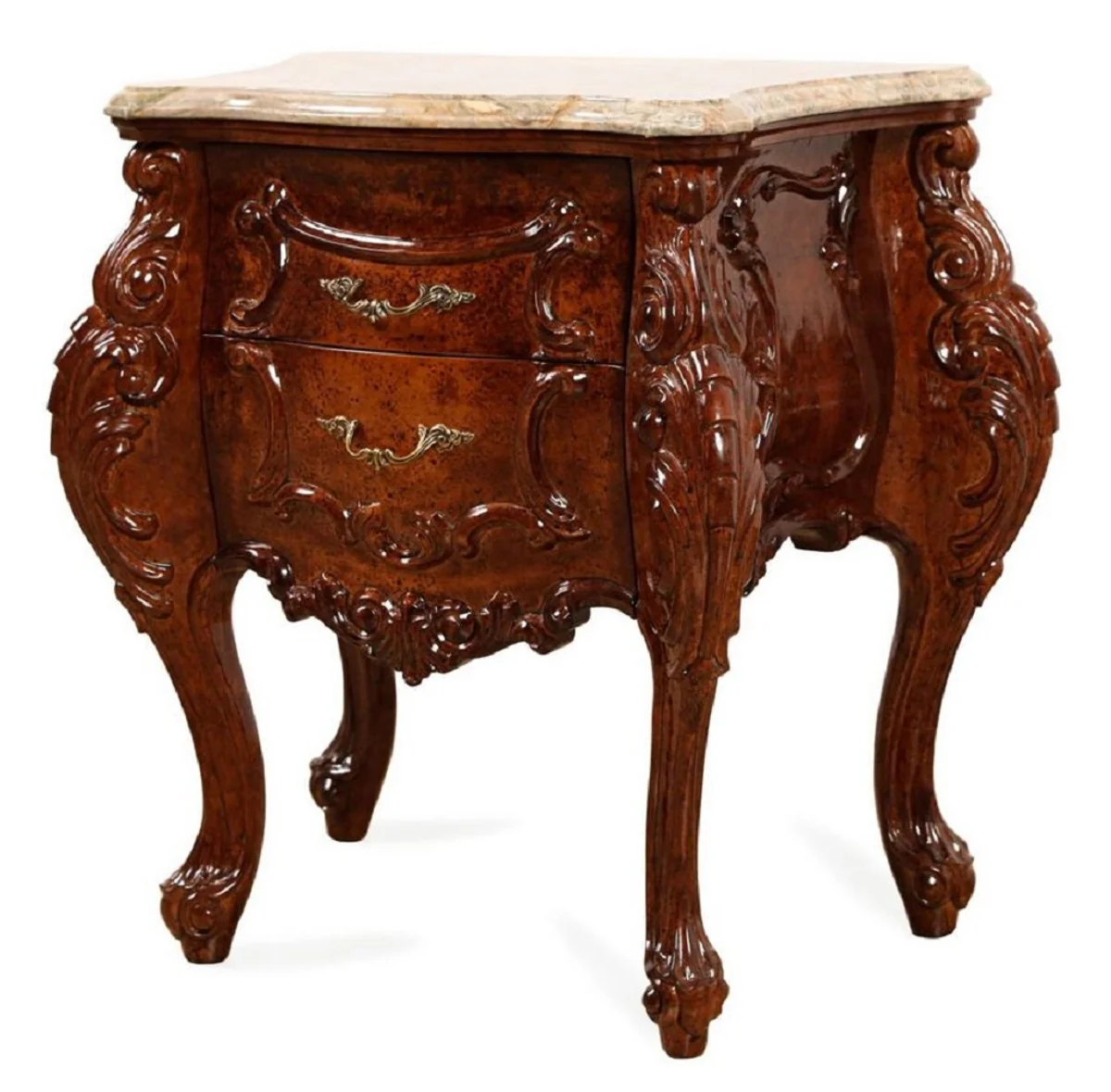 Luxury Baroque Nightstand Brown / Beige 74 cm - Baroque style bedroom furniture