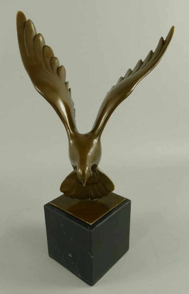 Luxury bronze sculpture bird dove in flight bronze / black 13 x 18 x H. 31 cm - bronze figure with marble base - decorative accessories