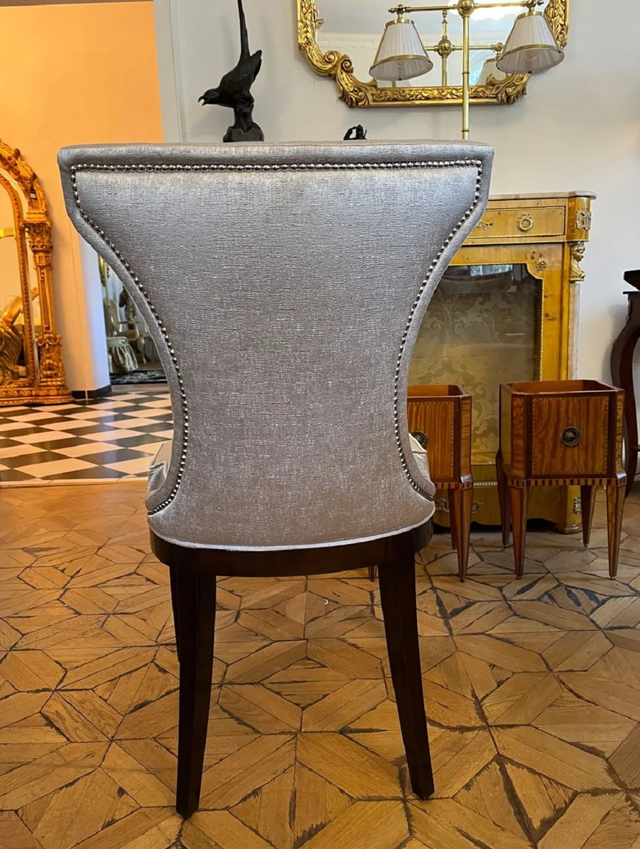 Luxury Art Deco Dining Chair Silver / Dark Brown