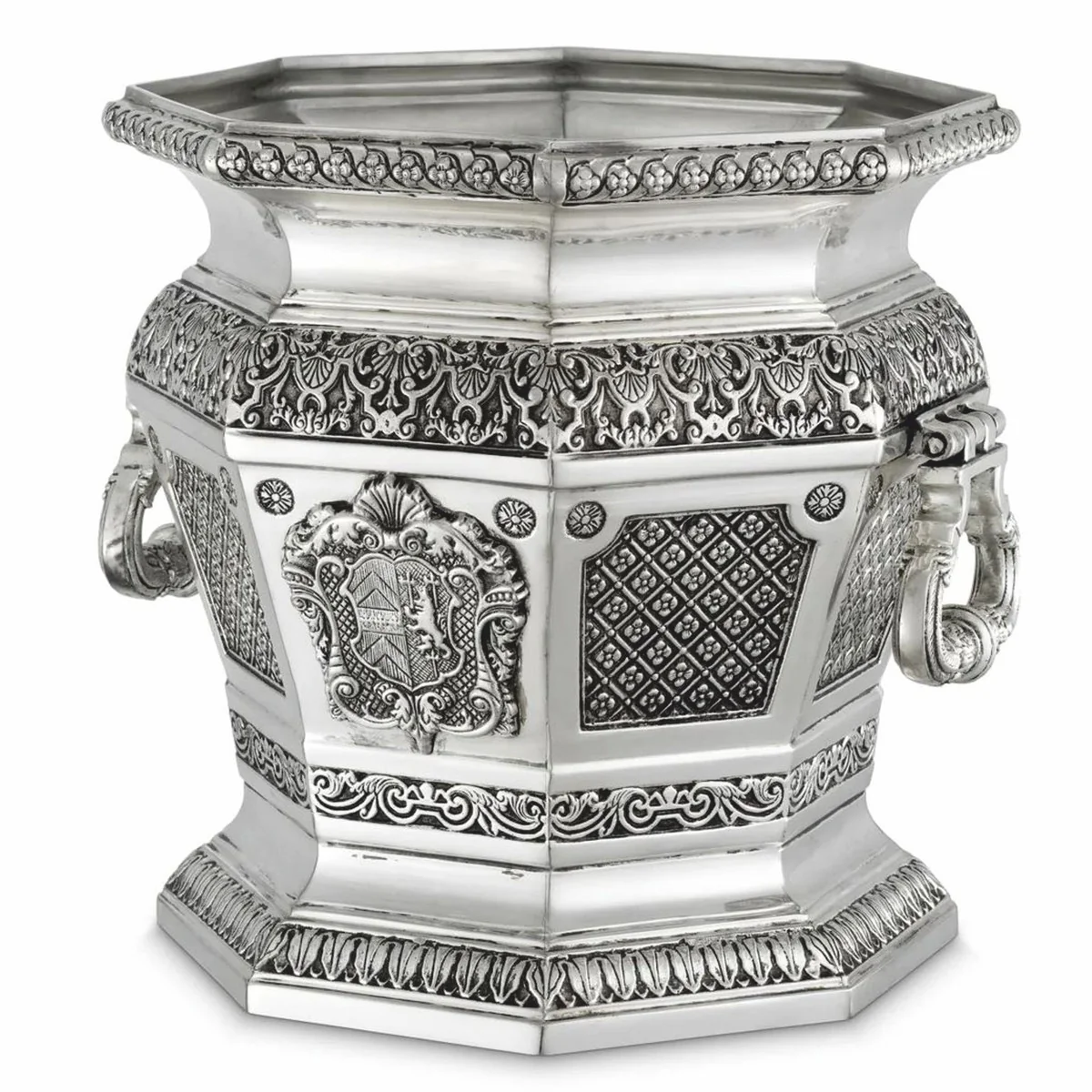 Luxury Baroque Deco Wine Cooler Antique Silver H. 30 cm - Hotel Deco