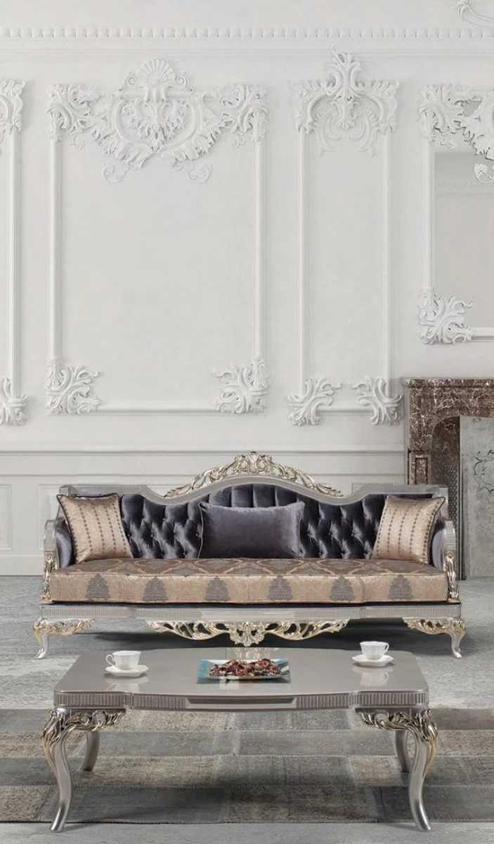 Luxury baroque coffee table silver / gold 120 x 86 x H. 45 cm - magnificent living room table in baroque style - baroque furniture