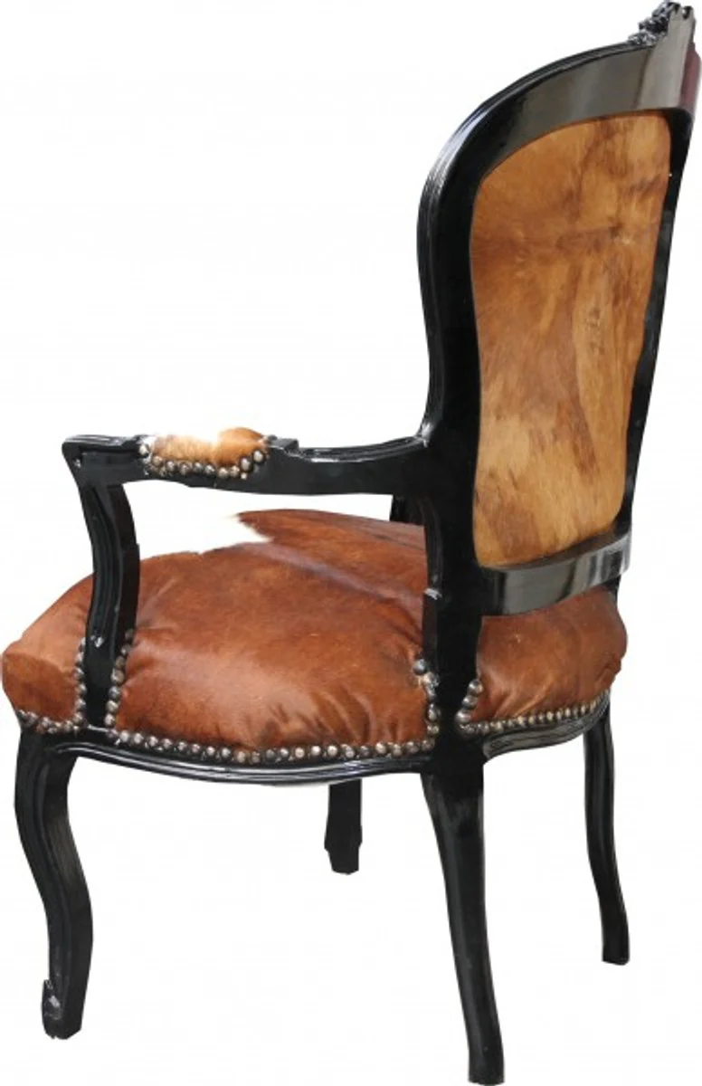 Baroque Salon Cowhide Brown-White / Black Mod1