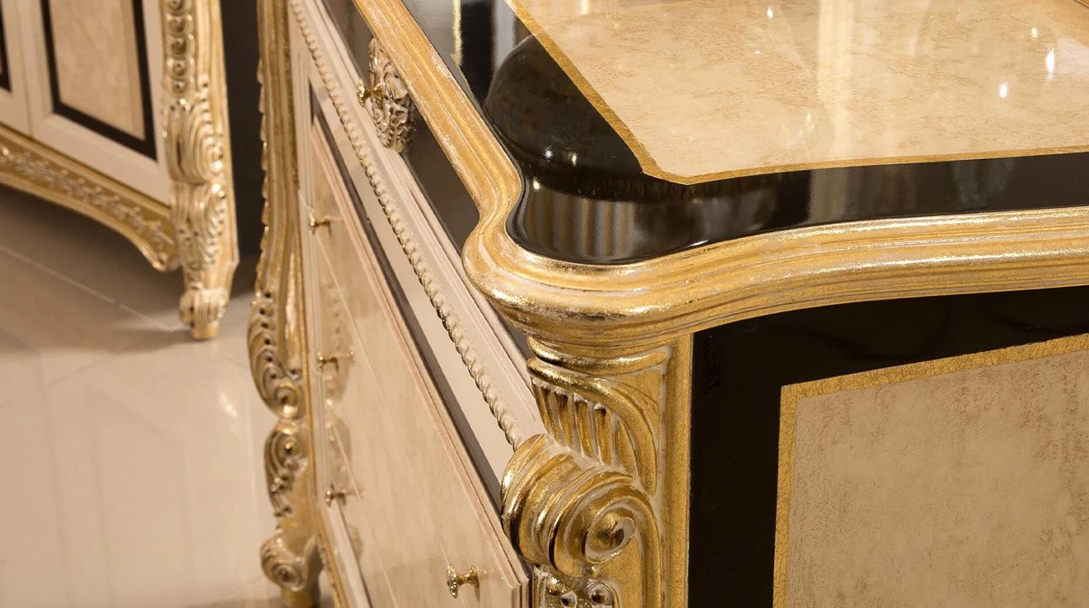 Luxury Baroque Dresser White / Beige / Black / Gold - Handmade Baroque Dresser with 4 Drawers - Luxury Bedroom Furniture in Baroque Style - Baroque Bedroom Furniture
