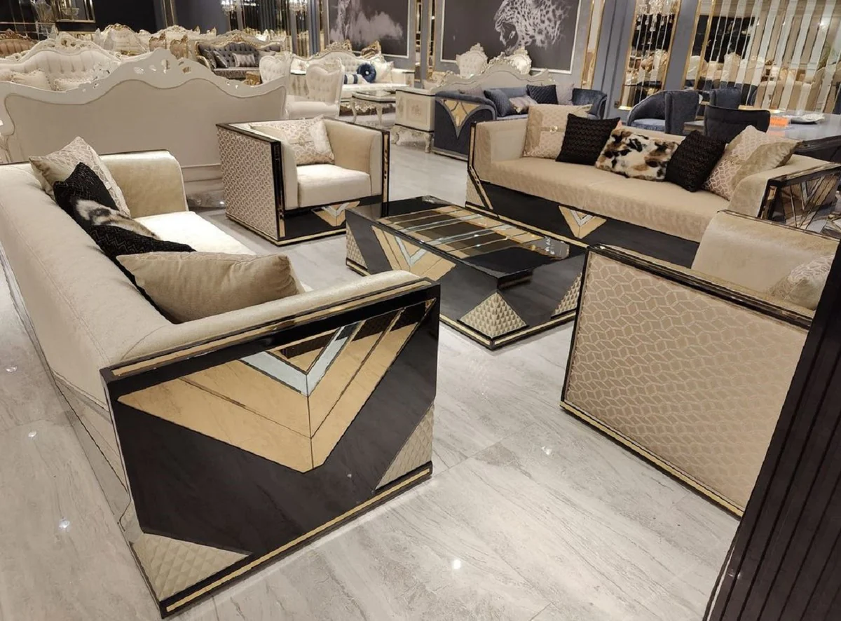 Luxury coffee table gold / black - Rectangular solid wood living room table - Living room furniture - Luxury furniture - Luxury furnishings