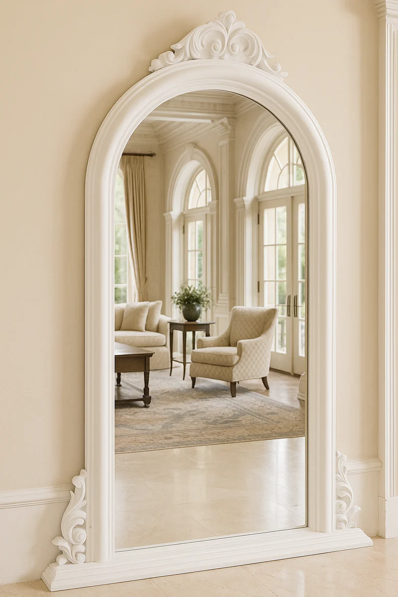 Baroque mirror white H. 130 cm - Baroque style wall mirror