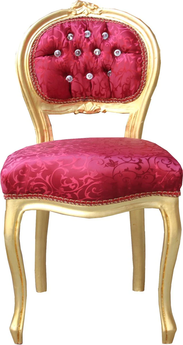 Baroque ladies chair bordeaux pattern / gold with bling bling glitter stones - dressing table chair