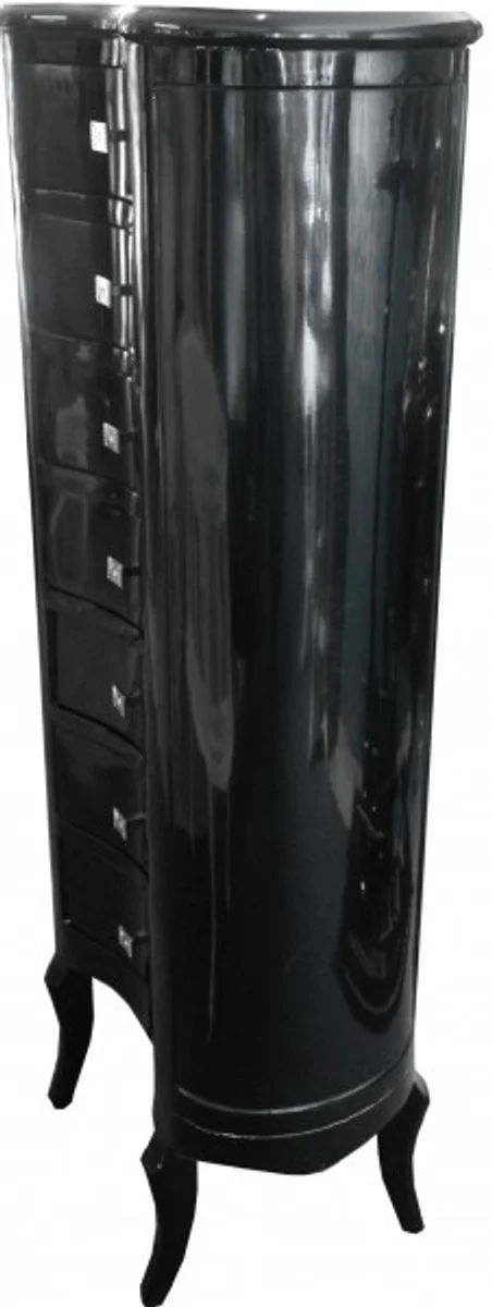 Baroque chest of drawers black high gloss with 7 drawers oval - antique style