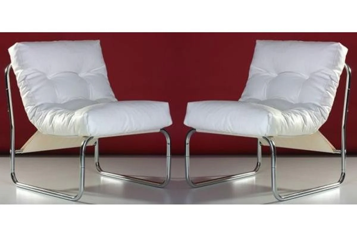 Designer Salon Chair White Leather Look - Modern Living Room Chair
