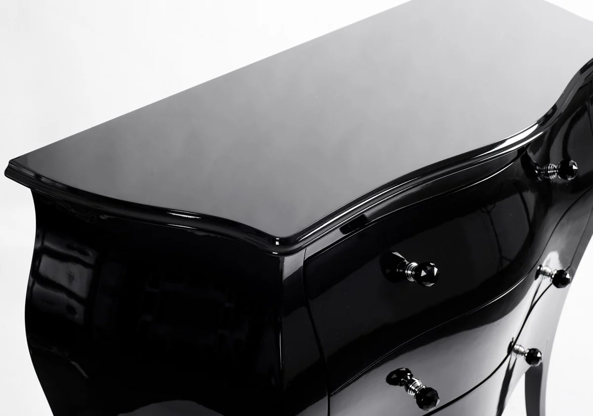 Luxury baroque chest of drawers high gloss black - handmade solid wood chest of drawers with 3 drawers - luxury furniture in baroque style - baroque furniture - baroque furnishings - noble & magnificent
