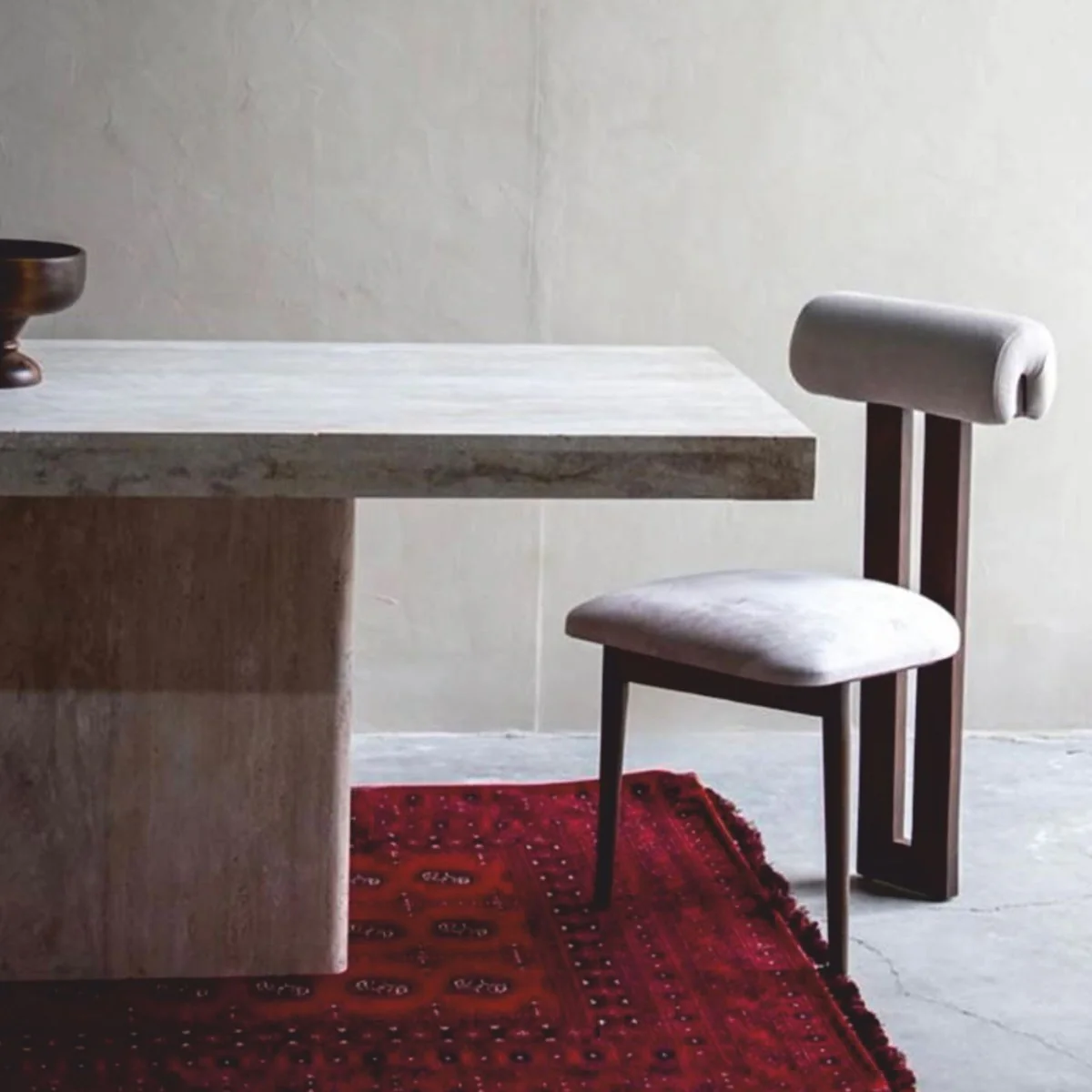 Luxury Travertine Natural Stone Dining Table Beige 220 cm - Dining Room Furniture